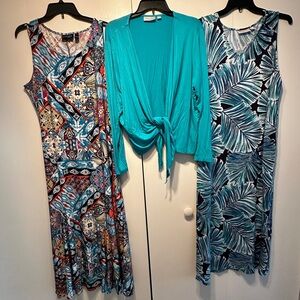 Priced to sell! XL 3-piece bundle 2 maxi dress and Teal Cardigan Set